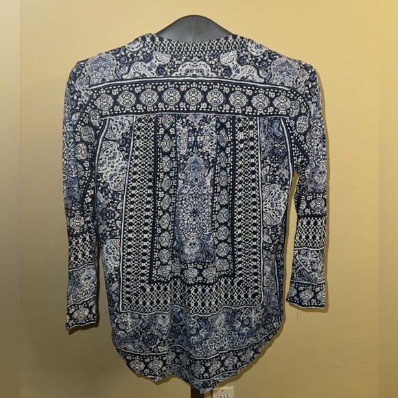 Lucky Brand Border Print Top Navy Multi Small NWT - Picture 5 of 6